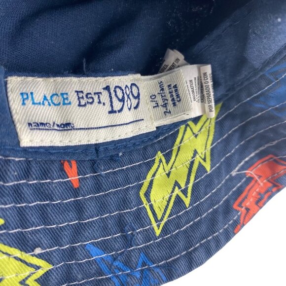 Children’s Place Toddler Kid Blue Multicolor Lightning Bolts Bucket Hat Sz Large - Picture 5 of 6